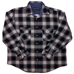 Vintage MONTGOMERY WARD 100% Pure Virgin Wool Long Sleeve Shirt Blue Plaid XL